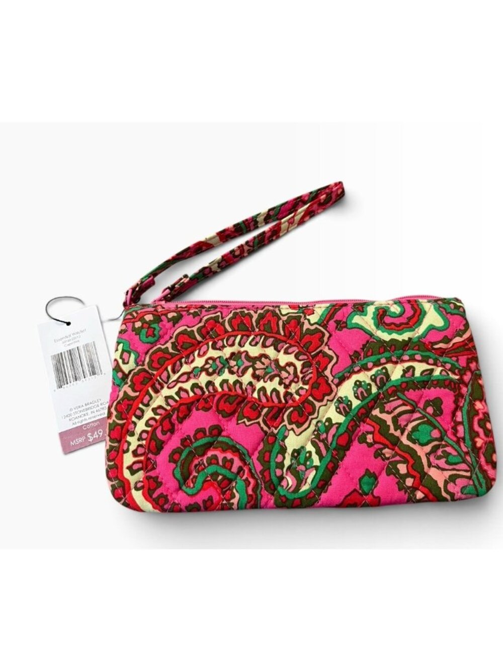 Vera Bradley Capri Pink Quilted Card Pouch Essential Wristlet Wallet Purse NWT
